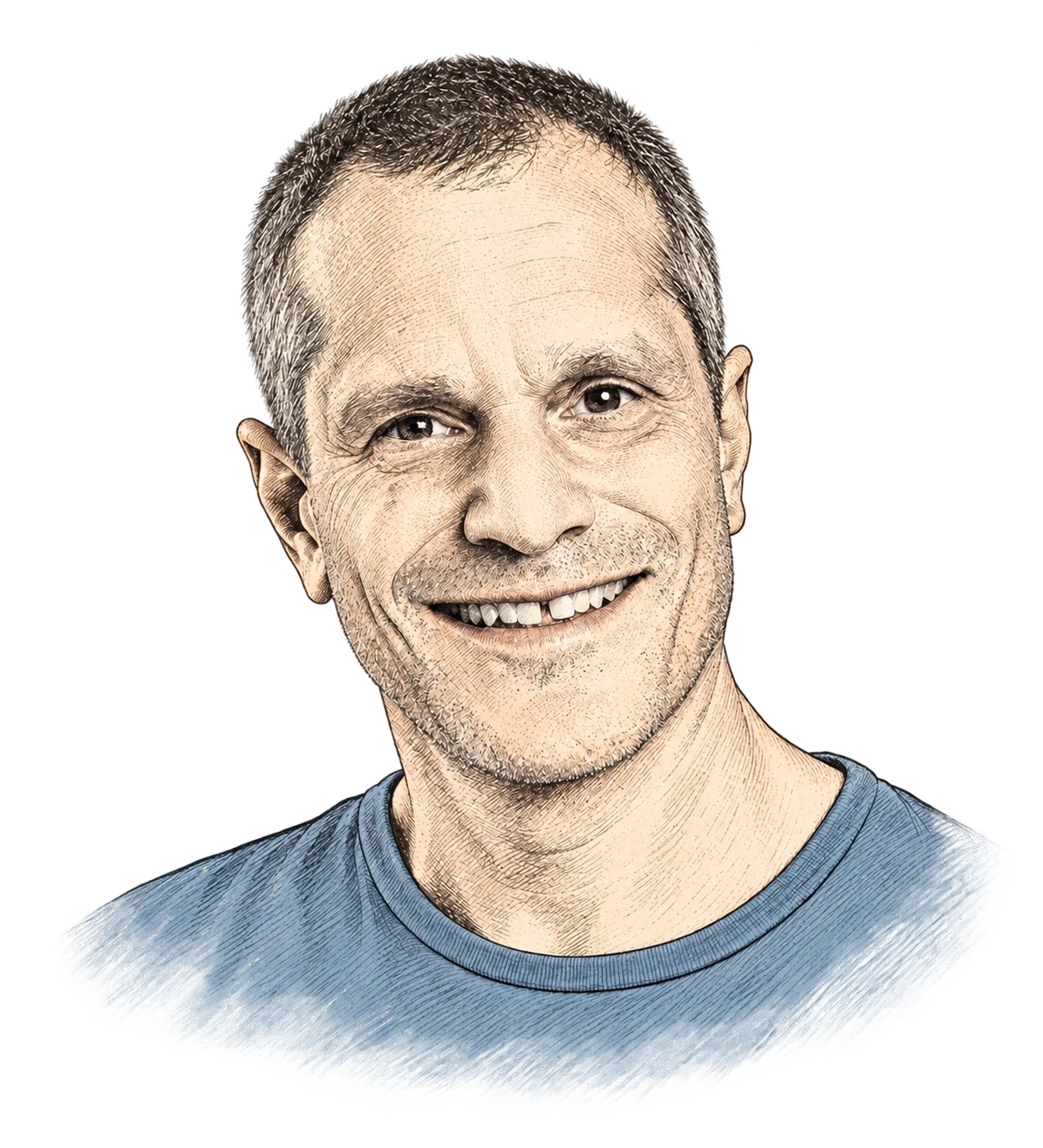 Illustrated portrait of Dan Petrozzo